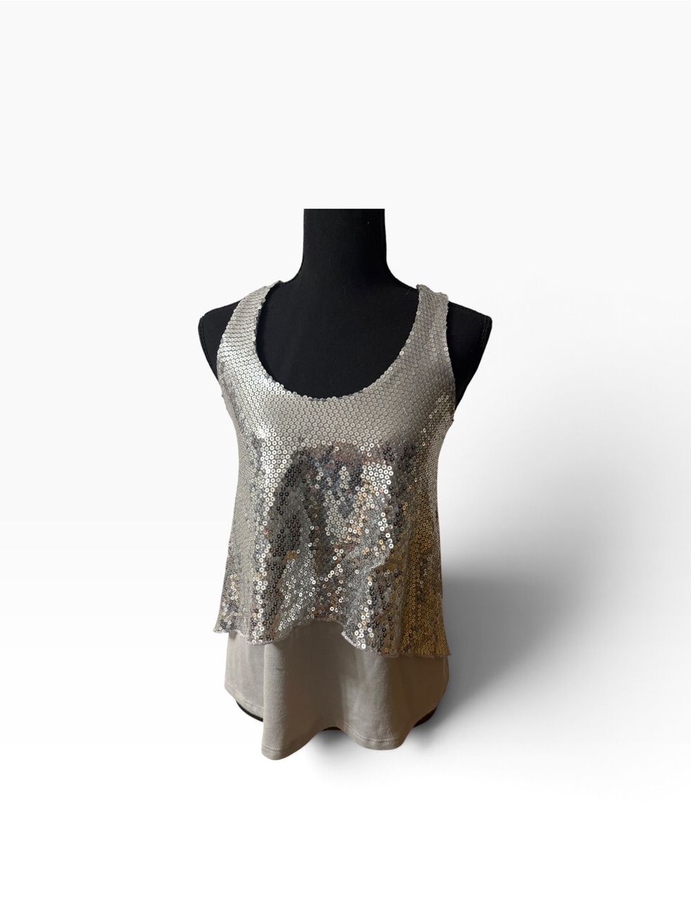 Silver Sequin Layered Tank Top Y2K Charolette russe S